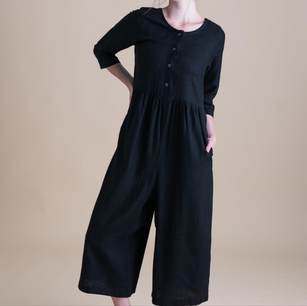 Conscious Clothing Ranch Jumpsuit Reversible with Pockets 100% Linen size XL